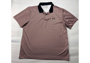 Under Armour Men's The Performance Loose Fit Red Geo Print Polo Shirt - Size XL